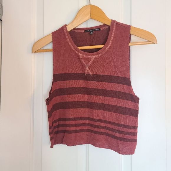 Truely Madly Deeply  Burnt Orange, Rust Stripped Cropped Top - Picture 1 of 3